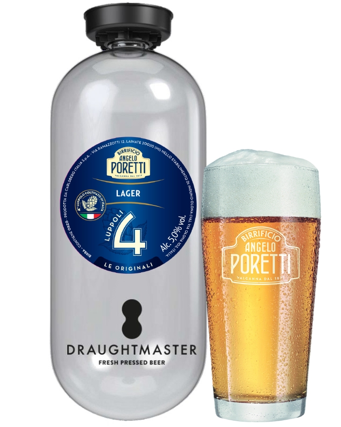 Birrificio Angelo Poretti – 4 Luppoli, Lager – lt 10 x 1 fusto DraughtMaster Extra10 plastica