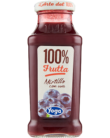 Yoga, Succo di frutta 100% – Mirtillo – cl 20 x 12 bottiglie vetro