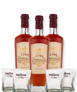 Santa Teresa – Solera 1796, Rum – cl 70 x 3 bottiglie + 4 bicchieri Rocks cl 35,5 – Kit Degustazione
