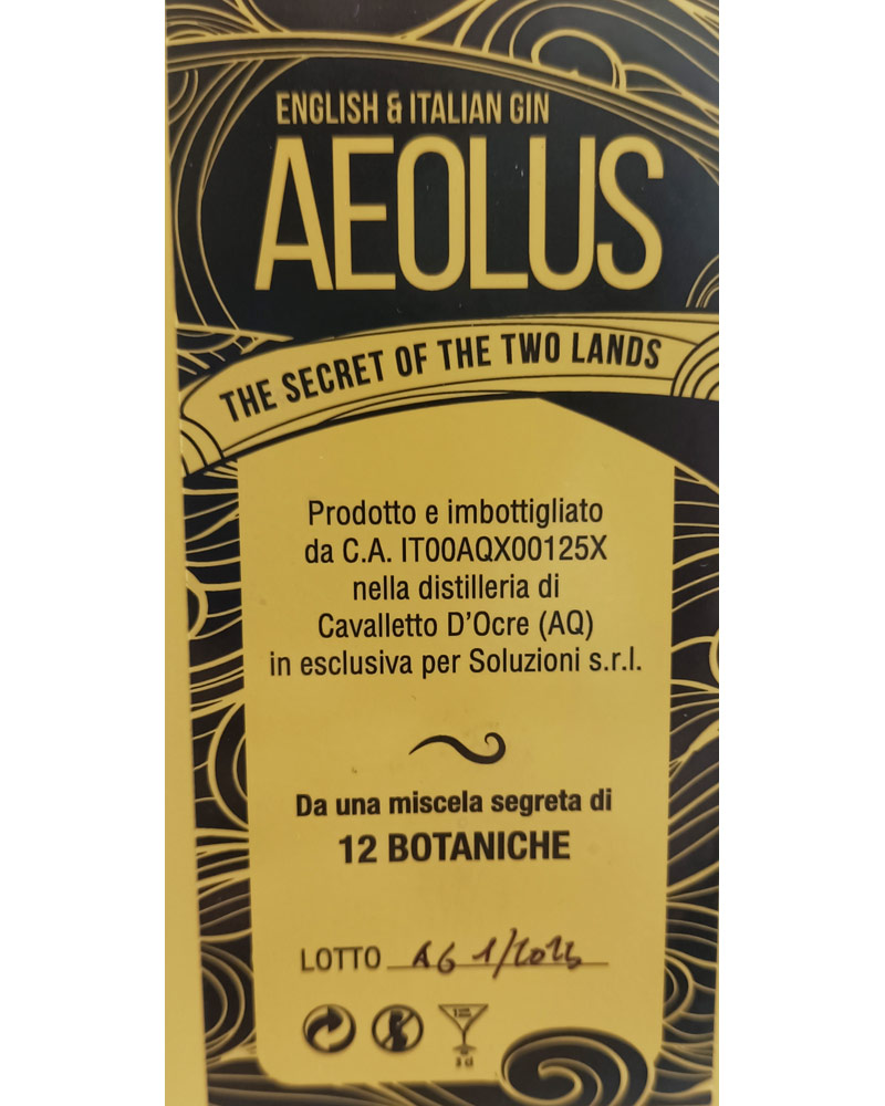 Aeolus – English & Italian, London Dry Gin – cl 70 x 1 bottiglia vetro - immagine 2