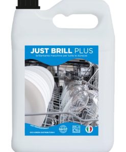 Eco Green, Pulizia e Servizi – Just Brill Plus, Brillantante per Lavastoviglie Professionali – lt 5 x 1 pezzo