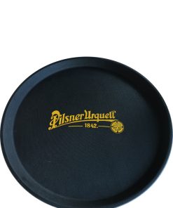 Pilsner Urquell – Vassoio Birra Rotondo Basso Nero Antiscivolo 37 cm – 1 pezzo