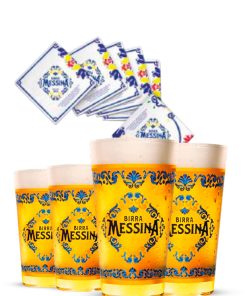 Birra Messina – Kit Blade, Bicchieri Vetro cl20 x 12pz + cl40 x 6pz + 200 Sottocoppe – 1 kit