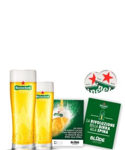 Heineken – Kit Blade, Bicchieri Vetro cl25 x 12pz + cl50 x6 pz + 200 Sottocoppe – 1 kit