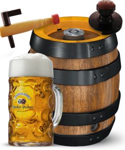 Hacker Pschorr Beer Party Kit – Fusto a Caduta Legno Kellerbier 20 lt (vuoto a rendere) + Valvola + Rubinetto – 1 kit