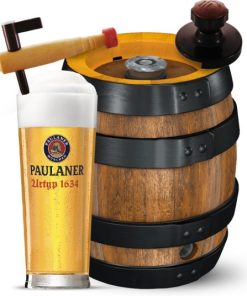 Paulaner Beer Party Kit – Fusto Birra a Caduta Legno Urtyp Hell 30 lt (vuoto a rendere) + Valvola + Rubinetto – 1 kit