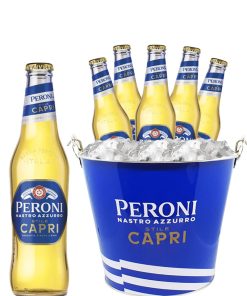 Nastro Azzurro Peroni Capri Ice Bucket Party Kit – 24 bt Birra cl33 + 1 Secchiello in Metallo Portabottiglie