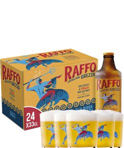 Birra Raffo – Promo Pack Lavorazione Grezza – 24 bt cl33 + 6 Bicchieri cl 20 Omaggio – 1 kit
