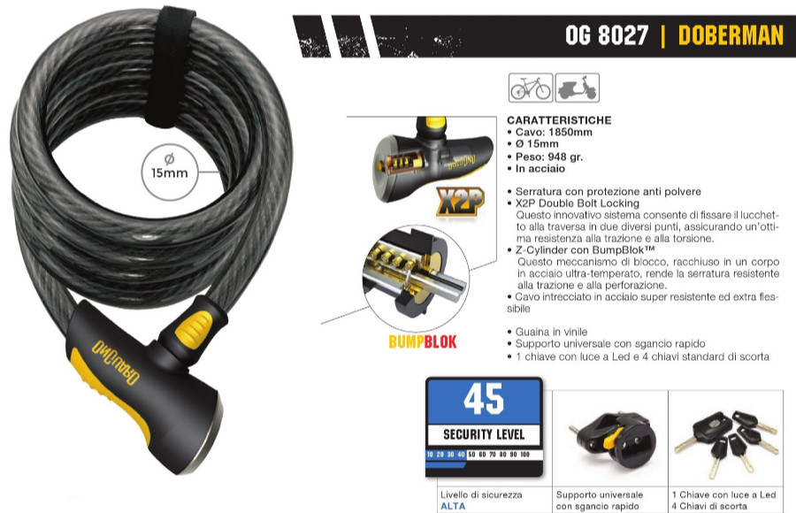 Onguard Lucchetto a Spirale Doberman 1850x15mm - immagine 2