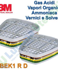 Coppia Filtri di Ricambio ABEK1 per Respiratori 3M Vapori Organici Gas Ammoniaca con Attacco a Baionetta Innesto Rapido modello 6059