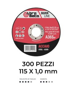 Abrabeta Box Dischi da taglio Ferro 300Pz 115×1,0mm A36S – AB000010303