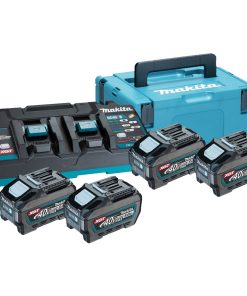 Energy Kit 40V XGT MAKITA 4 Batterie da 5.0Ah e Caricabatterie Doppio con Valigetta MakPac articolo 191U42-2