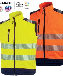 Gilet Smanicato Multitasche da Lavoro INVERNALE Alta Visibilità U- POWER Impermeabile Soft Shell con Membrana TPU DANY