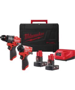 Milwaukee M12 FPP2A2-402X Kit M12 FUEL Trapano con percussione + Avvitatore ad impulsi 1/4″ Hex – 4933480587
