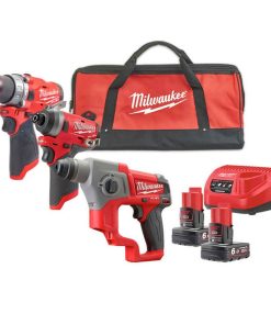 Milwaukee M12 FPP3D-601B Kit 3 Elettroutensili M12 Trapano + Avvitatore impulsi + Tassellatore CH – 4933498578