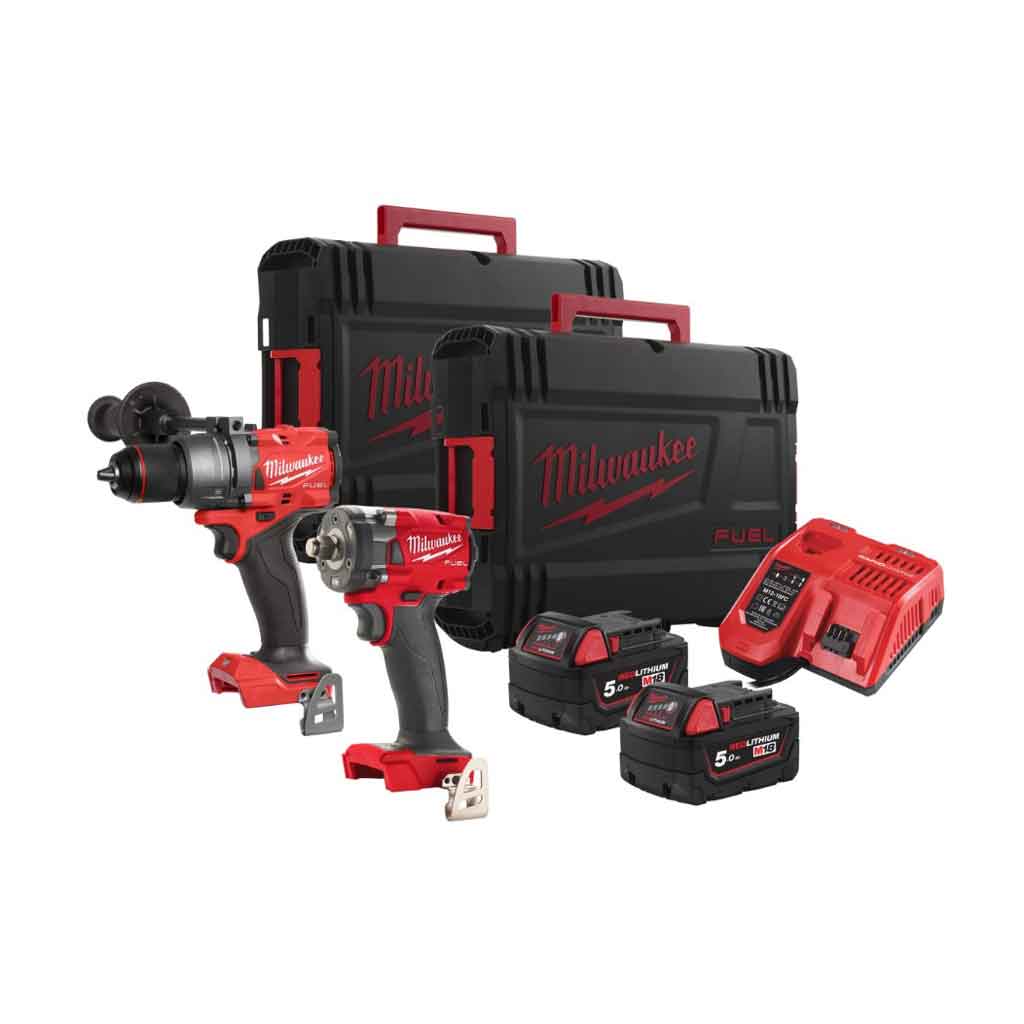 Milwaukee M18 FPP2B3-502X KIT 18V Trapano a percussione + Avvitatore Impulsi 1/2″ – 4933492521