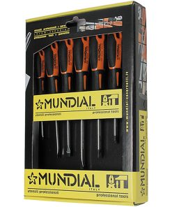 Serie 7 Giraviti Cacciaviti MUNDIAL a Taglio e Croce PH Set Kit in Acciaio Cr-Mo Punta Nera 0064.010