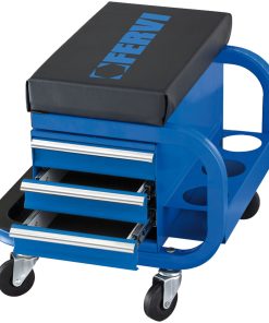 Sgabello Imbottito per Officina FERVI 4 Ruote Pivottanti 3 Cassetti Porta Attrezzi Porta Bombolette e Portaminuterie 0645/CC