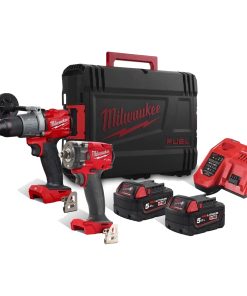 Trapano Avvitatore con Percussione + Avvitatore ad impulsi a Batteria 18V MILWAUKEE Kit M18 FPP2T2-502X