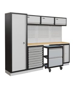 FERVI A007S ARREDAMENTO MODULARE PER OFFICINA CON PIANALE IN LEGNO