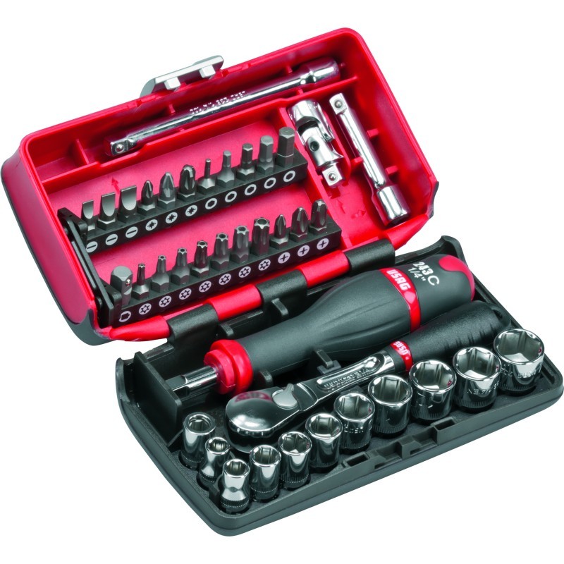 USAG 609 1/4 EB SERIE SET KIT CHIAVI A BUSSOLA CRICCHETTO E INSERTI BITS TORX - immagine 4